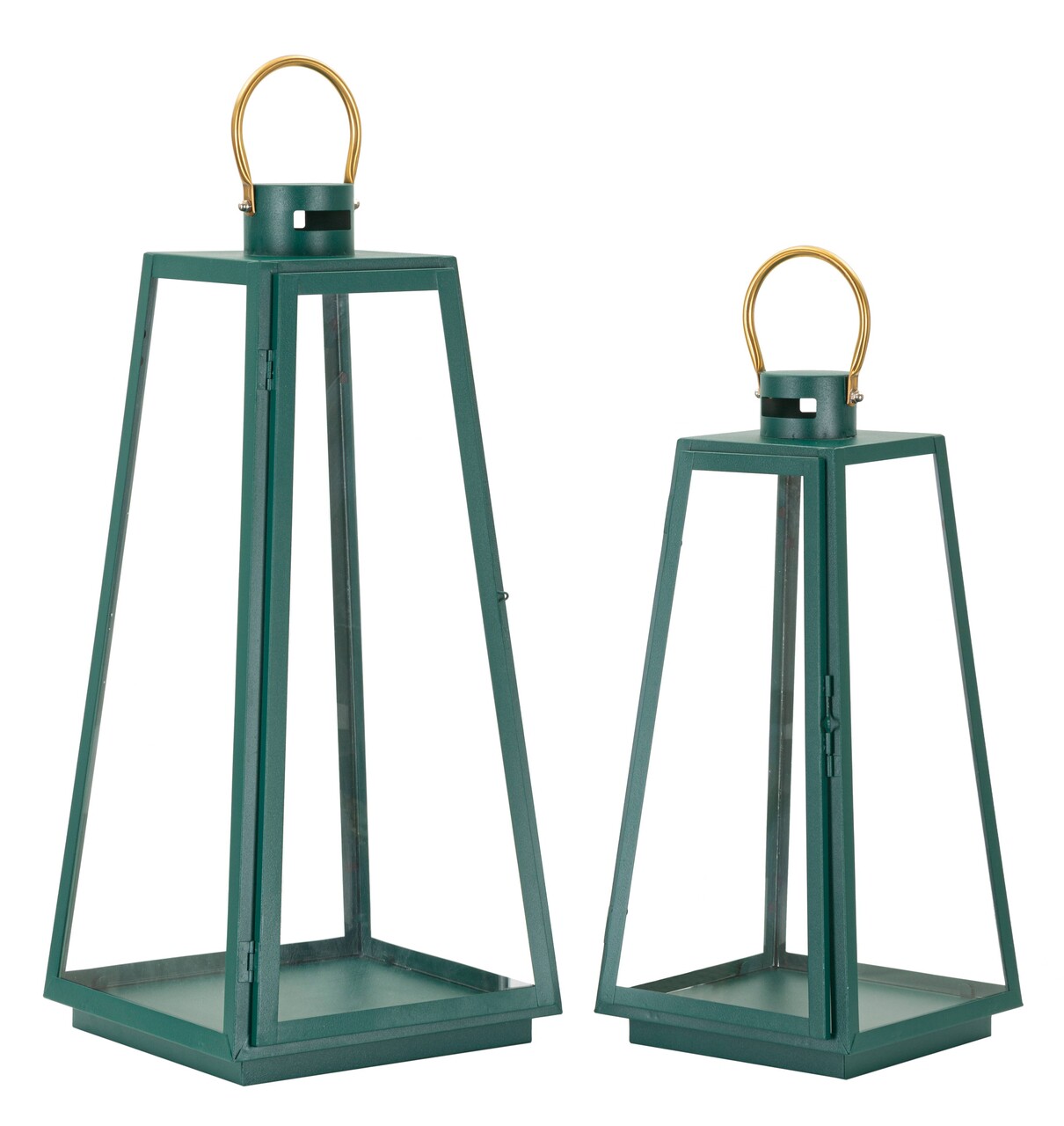 Set 2 felinare Grent, Mauro Ferretti, 25x25x57 cm, fier/sticla, verde/auriu - imagine 7